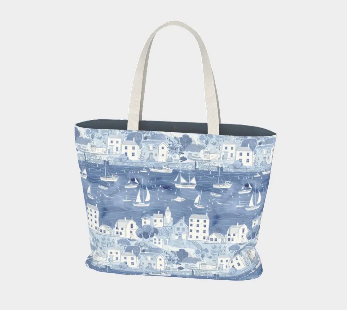 Coastal Village Blue Tote Bag - Mulberry & Fox