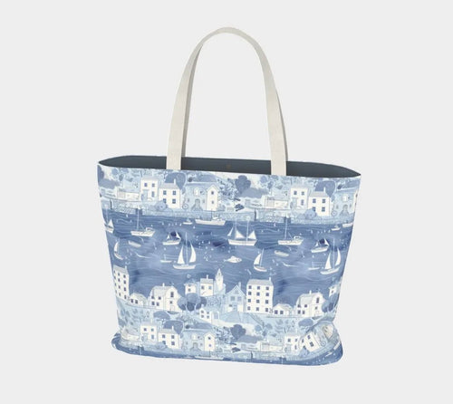 Coastal Village Blue Tote Bag - Mulberry & Fox
