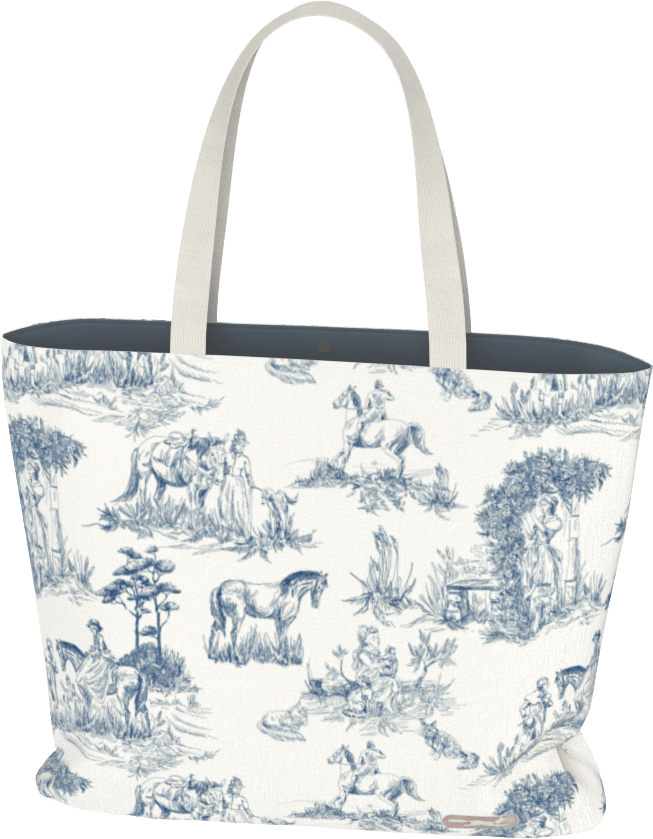 Equestrian Blue Toile Tote Bag - Mulberry & Fox