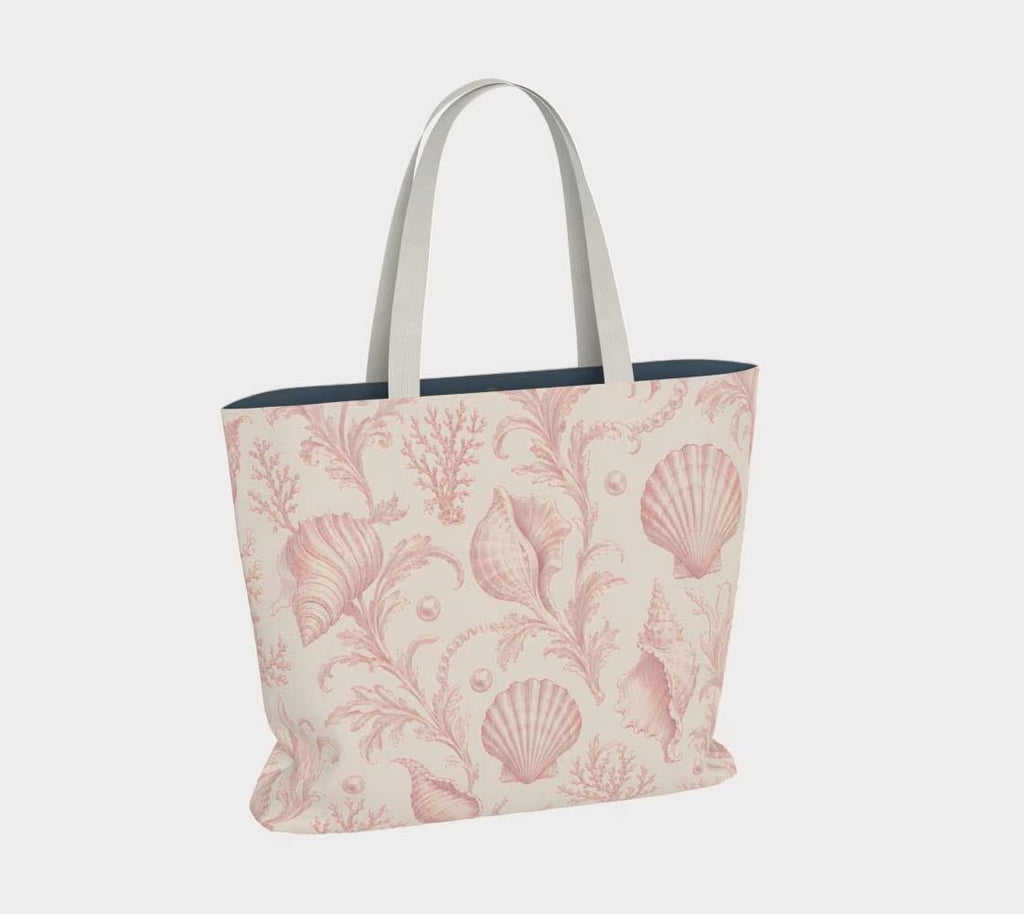 Seashells Classic Pink Toile Tote Bag - Mulberry & Fox